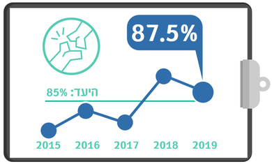 גרף מדדי איכות שנתי - ניתוח שבר בצוואר הירך תוך 48 שעות